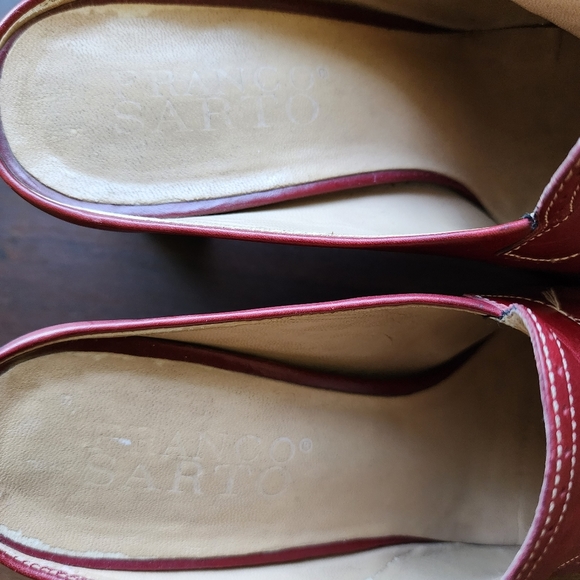 Franco Sarto Red Leather Loafer Mules - Picture 4 of 9